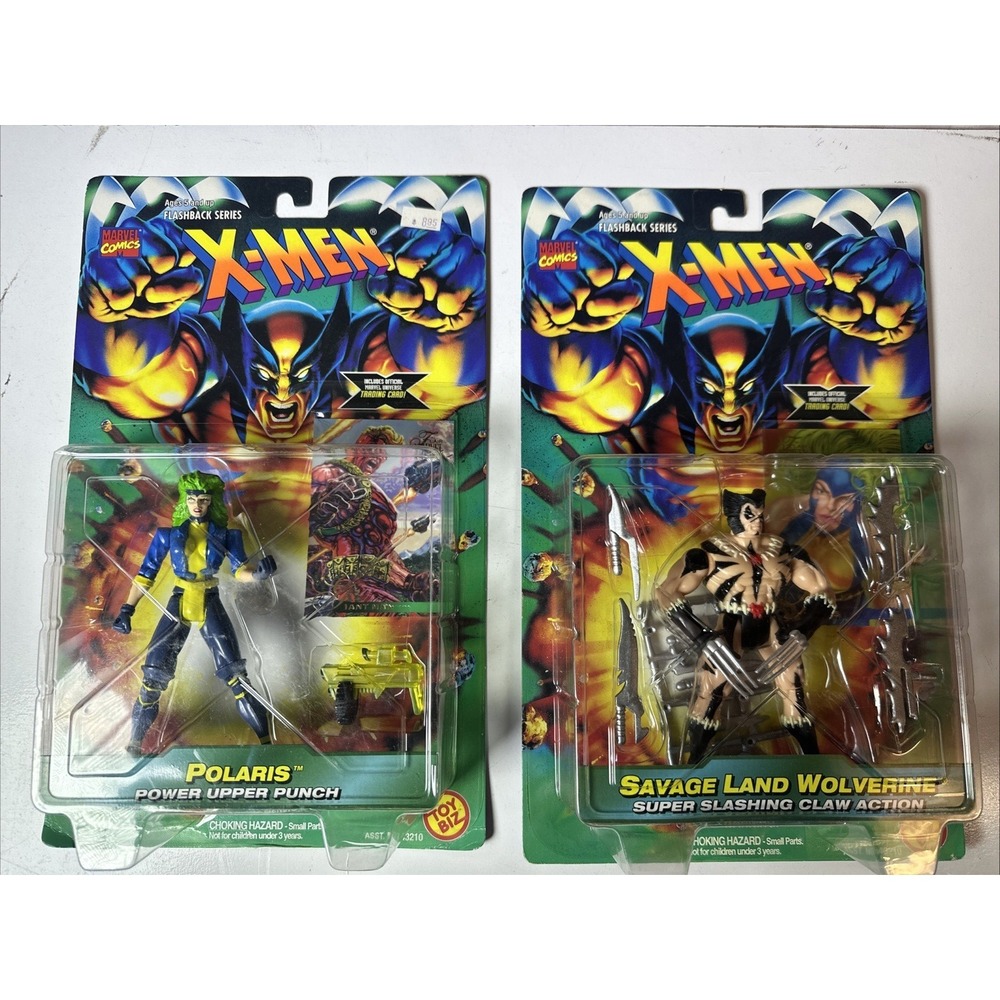 Marvel X-Men Flashback Series Savage Land Wolverine Polaris 1996 Toy Biz Set